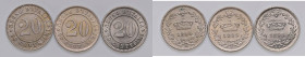 Umberto I (1878-1900) 20 Centesimi 1894 e 1895 - NI Lotto di tre monete diverse
SPL-FDC