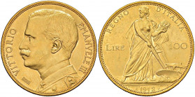 Vittorio Emanuele III (1900-1946) 100 Lire 1912 - Nomisma 1048 AU RR Minimi graffietti, uno evidente sulla guancia al D/
SPL