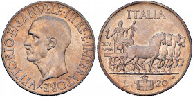 Vittorio Emanuele III (1900-1946) 20 Lire 1936 - Nomisma 1094 AG R Piccoli graffietti.
SPL+