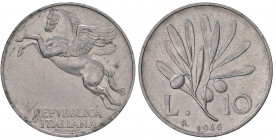 REPUBBLICA ITALIANA (1946-) 10 Lire 1946 - Nomisma 260 IT R Mancanze di metallo e piccole ossidazioni al bordo
SPL