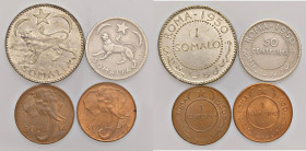 REPUBBLICA ITALIANA - AFIS - Somalo, 50 centesimi e centesimo (2) 1950 - Lotto di quattro monete come da foto
BB-qFDC