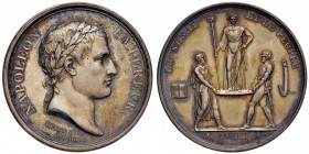 MEDAGLIE DI ETA’ NAPOLEONICA Medaglia A. XIII Il Senato e il Popolo - Opus: Denon, Droz, Jeuffroy - AG (g 33,85 - Ø 40 mm) Splendida patina iridescent...