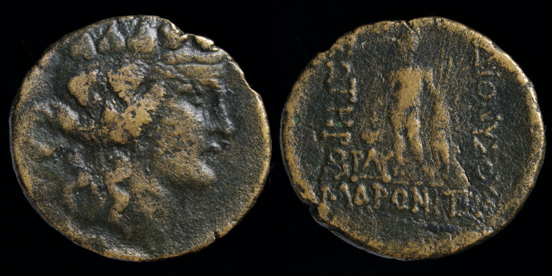 THRACE, Maroneia, c. 1st c. BCE, AE26. 11.45g, 26mm.
Obv: Wreathed head of Diony...