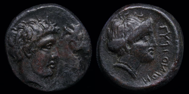 THESSALY, Gyrton (early-mid 4th century BCE) AE dichalkon. 4.33g, 16mm. 
Obv: Ba...