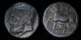 THESSALY, Gyrton (late 4th-early 3rd centuries BCE) AE Trichalkon. 8.53g, 20mm.
Obv: Laureate head of Zeus left
Rev: ΓΥΡΤ/ΩΝΙΩ-N (partially retrogra...