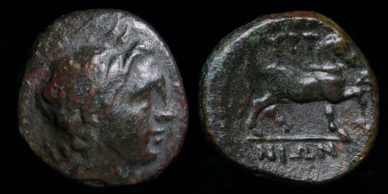 THESSALY, Gyrton (3rd century BCE) AE15 (dichalkon). 3.91g, 16mm.
Obv: Laureate...