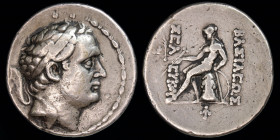 SELEUKID KINGDOM: Seleukos IV Philopator (187-175 BCE) AR Tetradrachm. Antioch, 16.77g, 30mm.
Obv: Diademed head right
Rev: Apollo Delphios, testing a...