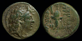 SELEUKID KINGDOM: Diodotos Tryphon (142-138 BCE) AE18. Antioch on the Orontes, 4.27g, 18mm. 
Obv: ΒΑΣΙΛΕΩΣ ΤΡΥΦΩΝΟΣ ΑΥΤΟ]ΚΡΑΤΟΡΟΣ; Diademed head of Di...