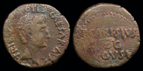 SPAIN, Emerita: Augustus (27 BCE - 14 CE) AE As, P. Carisius, legatus pro praetore, issued c. 25-23 BCE. 8.52g, 21.5mm.
Obv: CAESAR•AVG TRIBVNIC•POTES...