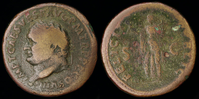Titus (79-81) AE Sestertius, issued 80-81. Rome, 31.71g, 35mm.
Obv: IMP T CAES V...