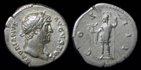 Hadrian (117-138) AR Denarius, issued 125-128. Rome, 3.30g, 19mm.
Obv: HADRIANVS AVGVSTVS; laureate bust right, slight drapery on left shoulder
Rev: C...