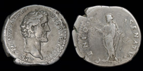 Antoninus Pius (138-161) AR denarius, issued 141-143. Rome, 2.12g, 18.5mm.
Obv: ANTONINVS AVG PIVS P P TR P COS III; bare head right
Rev: GENIO SENATV...