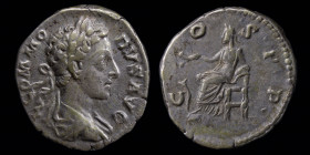 Commodus (177-192) AR Denarius, issued 177-178. Rome, 3.47g, 18.5mm.
Obv: L COMMODVS AVG, laureate, draped and cuirassed bust right
Rev: COS P P, Salu...