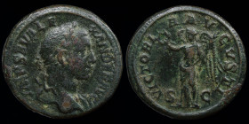 Severus Alexander (222-235) AE as. Rome, 12.03g, 26mm.
Obv: IMP SEV ALEXANDER AVG; laureate bust right with slight drapery on far shoulder
Rev: VICTOR...