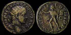 Severus Alexander (222-235) AE dupondius, issued 233. Rome, 11.15g, 24mm.
Obv: IMP ALEXANDER PIVS AVG; radiate bust right with slight drapery on far s...