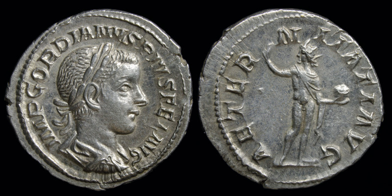 Gordian III (238-244) AR denarius, issued 240-243. Rome, 2.76g, 20.5mm.
Obv: IMP...
