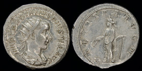 Gordian III (238-244) AR antoninianus, issued 241-3. Rome. 3.63g, 23mm.
Obv: IMP GORDIANVS PIVS FEL AVG, radiate, draped, cuirassed bust right. 
Rev: ...