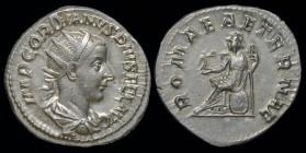Gordian III (238-244) AR antoninianus, issued 240. Rome, 4.93g, 22mm.
Obv: IMP GORDIANVS PIVS FEL AVG, radiate, draped, cuirassed bust right. 
Rev: RO...