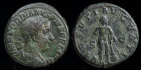 Gordian III (238-144) AE As, issued 240-243. Rome, 11.24g,24mm. 
Obv: IMP GORDIANVS PIVS FEL AVG, laureate, draped and cuirassed bust right
Rev: VIRTV...