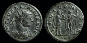 Aurelian (270-275) AE Antoninianus, issued 271-2 (5th issue). Siscia, 3rd officina, 3.65g, 21mm.
Obv: IMP AVRELIANVS AVG; Radiate and cuirassed bust r...