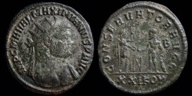 Maximianus (286-305), antoninianus, issued c. 290. Siscia, second officina, 3.69g, 23mm.
Obv: IMP C M A VAL MAXIMIANVS P AVG; Radiate bust right, her...
