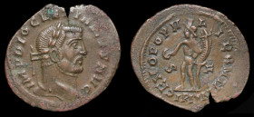 Diocletian (284-305) imitation follis, after 303. Unofficial mint, 4.31g, 27-30mm.
Obv: IMP DIOCLETIANVS AVG; Laureate bust right. 
Rev. GEMO POPV-LI ...