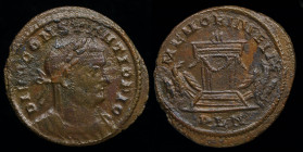 Divus Constantius I (died 306) AE follis, issued 307-310. London, 6.47g, 26mm.
Obv: DIVO CONSTANTIO PIO, laureate, veiled and cuirassed bust of Consta...