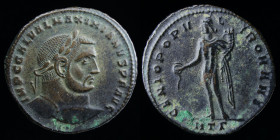 Galerius as Augustus (305-311) AE follis, issued 307. Heraclea (3rd off.), 8.62g, 28mm.
Obv: IMP C GAL VAL MAXIMIANVS P F AVG; laureate head right
Rev...
