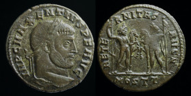 Maxentius (307-312), AE follis. Ostia (3rd off.), 5.45g, 24.5mm.
Obv: IMP C MAXENTIUS P F AVG; laureate head right
Reverse: AETE-RNITAS-AUGN; Castor a...