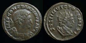 Constantine I ‘The Great’ (307-337), AE follis, issued 310-313. Trier, 3.91g, 23mm.
Obv: IMP CONSTANTINVS AVG; laureate & cuirassed bust right
Rev: SO...
