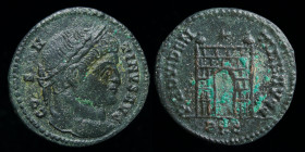 Constantine I ‘The Great’ (307-337) AE follis, issued 324-5. Lugdunum, 2.27g, 18.5mm.
Obv: CONSTAN-TINVS AVG, laureate head of Constantine I right
Rev...