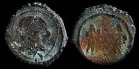 South India/Sri Lanka, c. 4th century, Imitation of Roman AE3. 2.71g, 16mm.
Obv: Bust right
Rev: Similar to Constantinian GLORIA EXERCITVS soldiers wi...