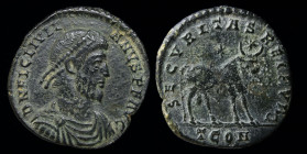 Julian II ‘The Apostate’ (360-363) AE1/Double Maiorina. Arles (Constantina), 7.05g, 27.5mm.
Obv: D N FL CL IVLIANVS P F AVG; Pearl-diademed and draped...