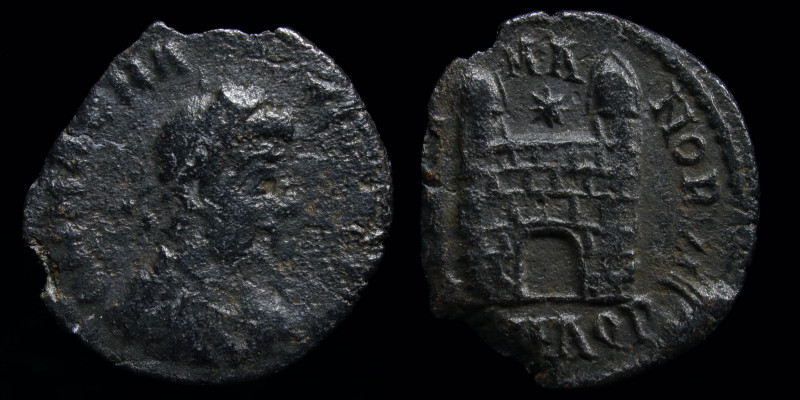 Magnus Maximus (383-388), AE4. Aquileia (first officina), 0.89, 14mm. 
Obv: D N ...