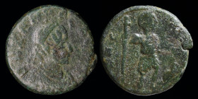 Zeno (474-491) AE maiorina, second reign (476-491). Cherson, 3.71g, 18mm. 
Obv: D N ZENO PER AVG; pearl-diademed, draped, and cuirassed bust right
Rev...