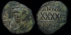 Phocas (602-610) AE follis, issued 607-608. Constantinople, 1st Officina, 12.60g, 28-33.5mm.
Obv: DN FOCAS PЄRP AUC, Crowned bust facing, wearing cons...