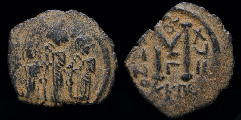 ARAB-BYZANTINE, Rashidun Caliphate, AE fals, c. 637-643, Imitating a follis of C...