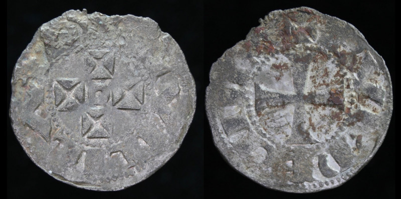 FRANCE, Aquitaine: William X (1127-37), AR Denier. 1.09g, 18mm.
Obv: +CVVILILMO....