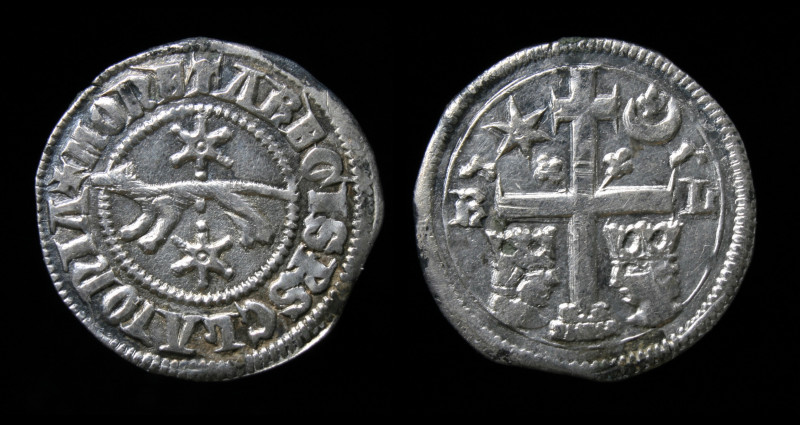 SLAVONIA: Ladislaus IV (1272-1290), AR marderdenar. Zagreb, 0.79g, 15mm.
Obv: + ...