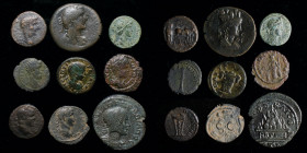 Roman Provincial group (9 coins): includes Philippi (Augustus), Markianopolis (Caracalla, snake-entwined tripod reverse), Nikopolis (Septimius Severus...