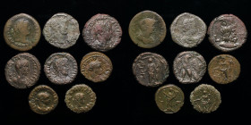 Roman Egypt group (8 coins): includes Vespasian diobol, and tetradrachms of Severus Alexander, Philip I, Valerian I, Probus, Diocletian, and Maximianu...