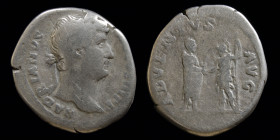 Hadrian (117-138), AR denarius, issued c. 133. Rome, 3.11g, 17mm. 
Obv: HADRIANVS AVG COS III P P, laureate head right
Rev: ADVENTVS AVG, Roma standin...