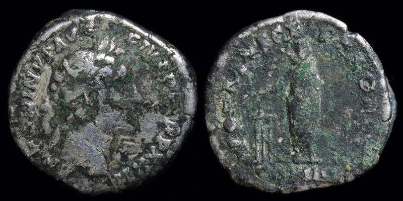 Antoninus Pius (138-161) Fourrée denarius. 3.00g, 18mm.
Vota issue, Emperor sacr...