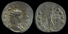 Gallienus (253-268) Antoninianus. Milan, 2.51g, 21mm.
Obv: GALLIENVS AVG, radiate bust of Gallienus right, slight drapery on far shoulder
Rev: LAETIT-...