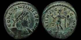 Constantine I 'the Great' (307-337) AE follis. 2.95g, 21.5mm.
Cuirassed bust right / Sol
Nice “find patina.”