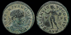 Constantine I 'the Great' (307-337) AE follis. Trier, 2.18g, 20mm.
Cuirassed bust right / Sol
Nice “find patina.”