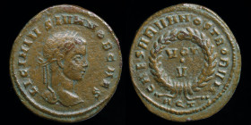 Licinius II (317-324, as Caesar) AE3, issued 320-21. Aquileia, 3.33g, 19mm.
Obv: LICINIVS IVN NOB CAES; laureate head r.
Rev: CAESARVM NOSTRORVM; VOT ...