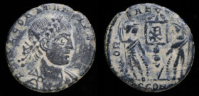 Constantius II as Caesar (324-337), AE4, issued 336. Arles, 2nd officina, 1.21g, 14mm.
Obv: FL IVL CONSTANTIUS NOB C; Laureate, draped, and cuirassed ...