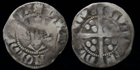 Edward I (1272-1307) AR Penny, Anthony Bek, bishop. Durham, 1.23g, 18mm. 
Obv: ЄDWA R ANGL DNS ҺУB; Crowned facing bust
Rev: (cross moline)CIVI-TAS DV...