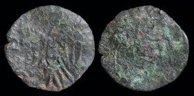 BULGARIA: Second Empire, Ivan Sratsimir (1352/55-1396) AE Trachy. Vidin, 1.0g, 17mm
Obv: Imperial double eagle.
Rev: Half-length bust of Ivan facing, ...